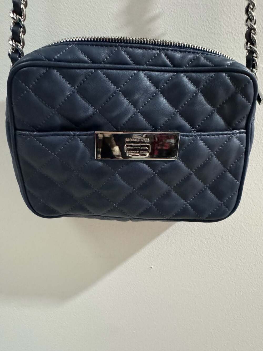 Michael Kors Susannah Quilted Leather Navy Blue Messenger Crossbody Bag